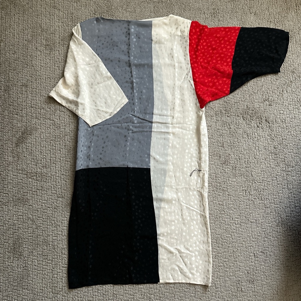 VTG Flora Kung Silk Color Block Sheath Dress